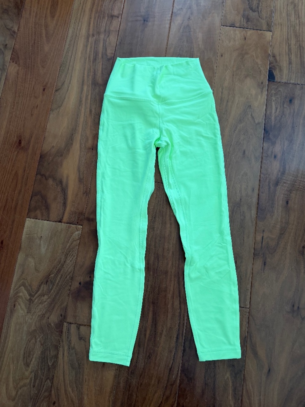 Lululemon Align High-Rise Leggings in a vibrant neon green 4
